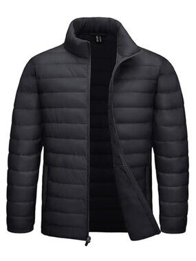 Mens Lightweight Puffer Jacket Packable Insulated Winter Coat Water Resistant